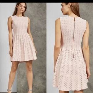 Ted Baker Knitted Flippy Skater Dress Pink Metallic Rose Gold Ted Baker 2